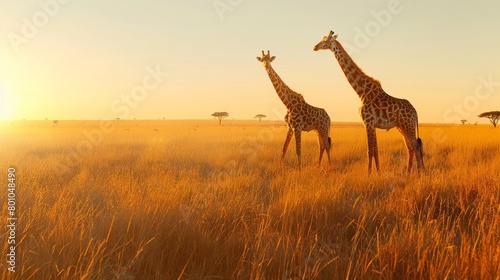 giraffes in Kenya National Park, Africa photo