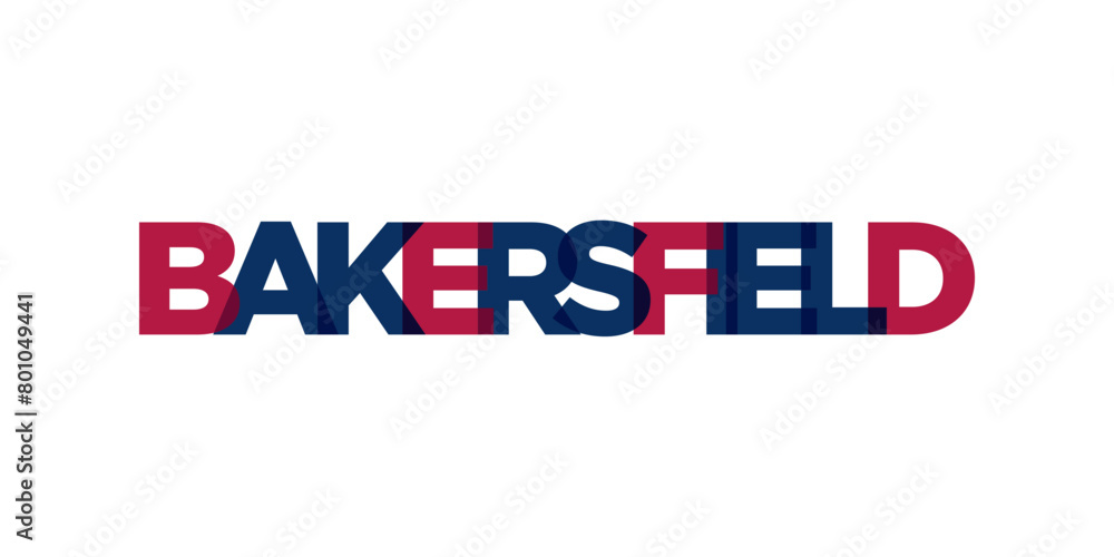 Bakersfield, California, USA typography slogan design. America logo with graphic city lettering for print and web.