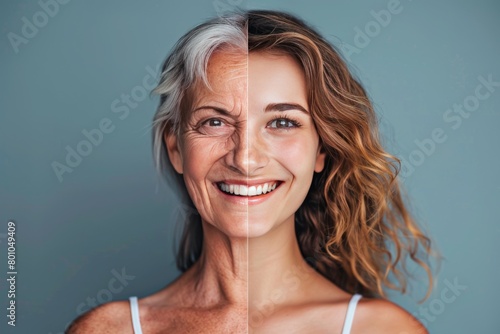 Facial beauty in aging highlighted through interventions focusing on skin elasticity and life depiction.