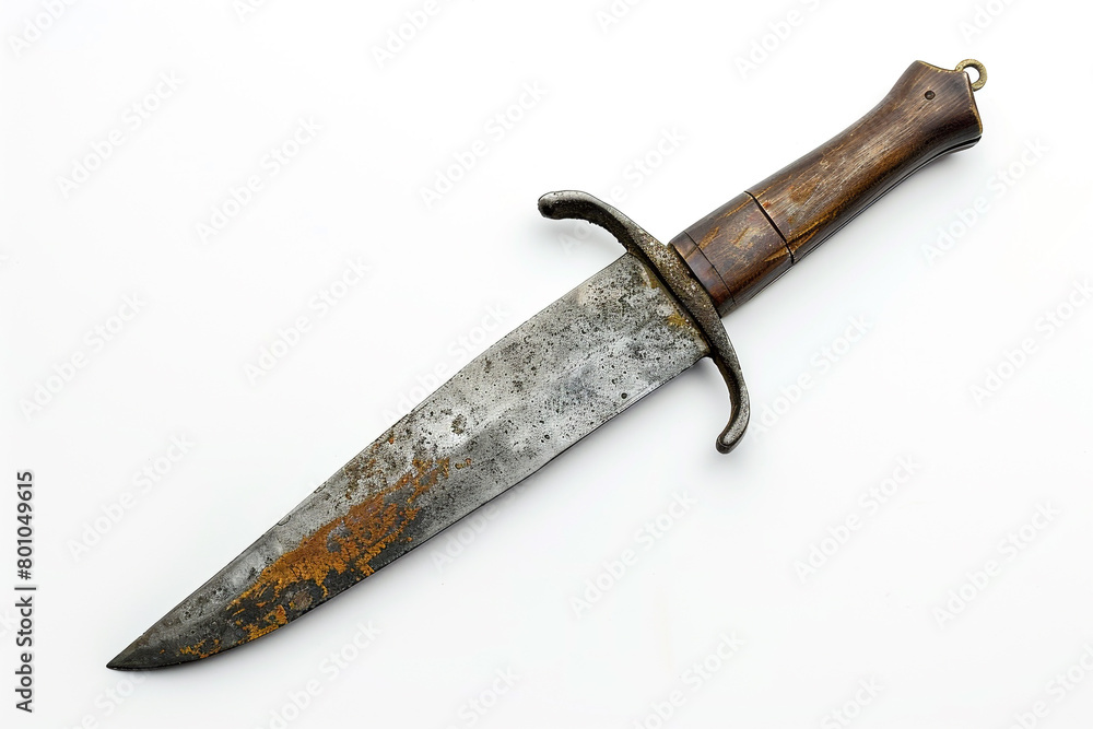 Rustic yet deadly dagger prepared for the fray on a solid white background. Rustic yet deadly dagger prepared for the fray on a solid white background.