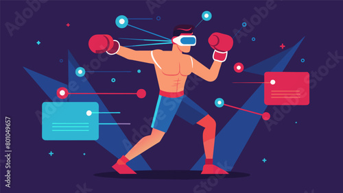 A boxer using virtual reality simulations combined with neural stimulation to visualize and react to different opponents tactics..