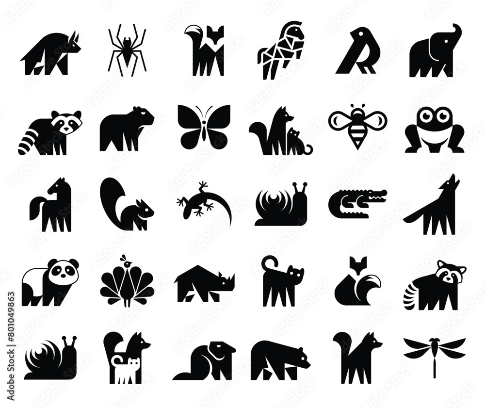 Obraz premium Animals logos collection. Animal logo set. Icon design 