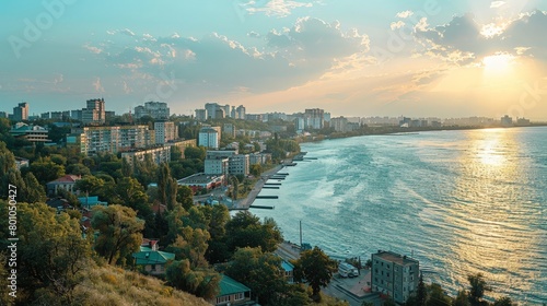 Volgograd Volga River Skyline photo