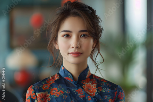 Chinese Woman in Traditional and Modern Style photo