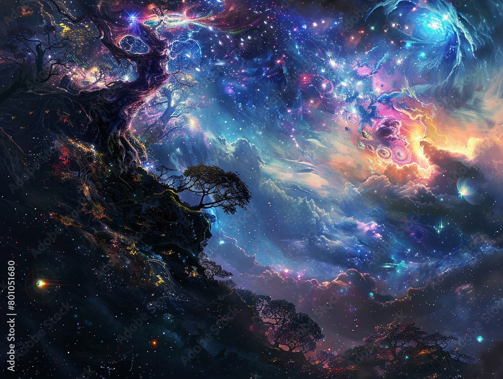 Mythical creatures embark on an astral pilgrimage to seek guidance from celestial beings residing beyond the veil of reality Mythical creatures embark on an astral pilgrimage to seek guidance from celestial beings residing beyond the veil of reality