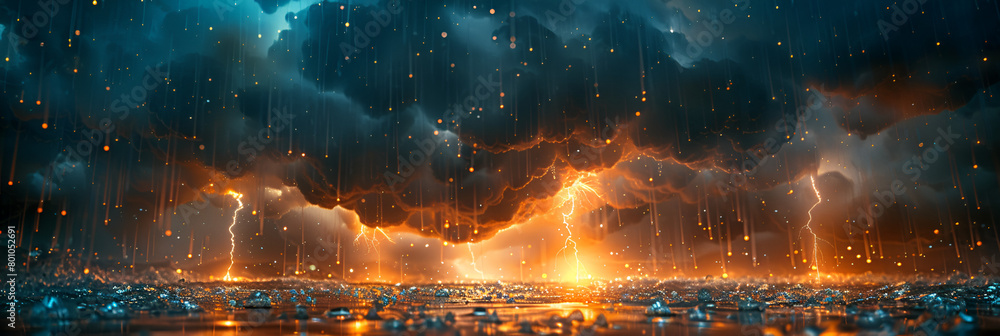 Capture the flashes of lightning and the rumble,
Stormy dark ocean thunderstorm Illustration mystical stormy landscapes