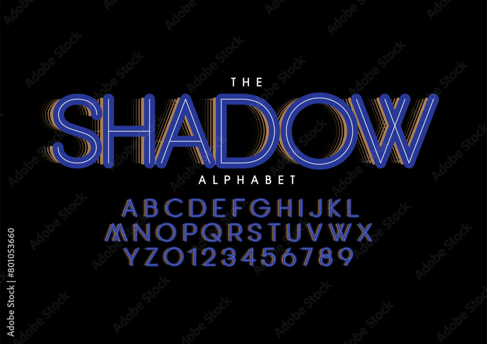 Vector of stylized modern font and alphabet