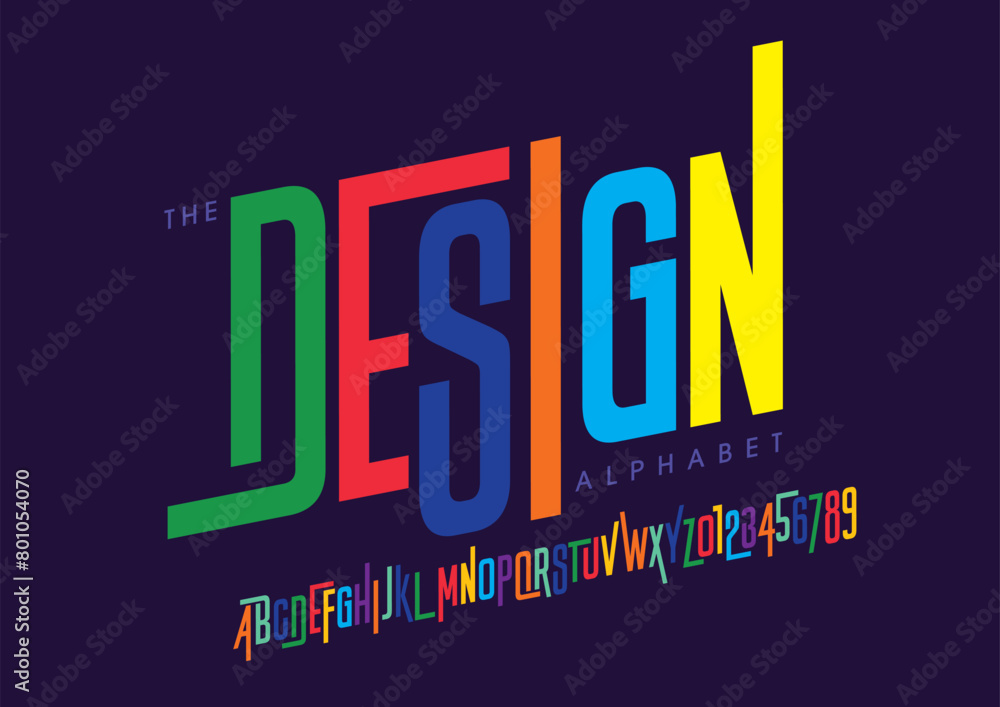 Vector of stylized modern font and alphabet Vector of stylized modern font and alphabet