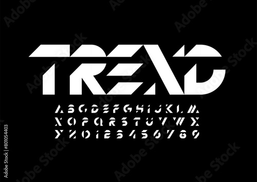 Vector of stylized modern font and alphabet