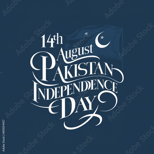 Pakistan Independence Day, 14 August, Pakistan flag with Calligraphy text. Generative Ai