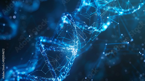 DNA structure with blue light background,. Abstract technology science,Glowing DNA helix on blurry blue texture ,Medical and heredity genetic health