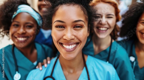 Empowering Women in the Workplace Inclusivity: Celebrating International Women's Day with Diversity Equity Inclusion (DEI) in the Healthcare Industry with Multiracial Female Nurses © Ahtesham