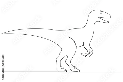 Continuous one line art drawing of dinosaur brachiosaurus outline vector illustration