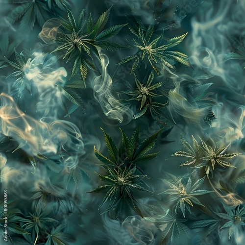 Background of cannabis leaves pattern  AI-generated.