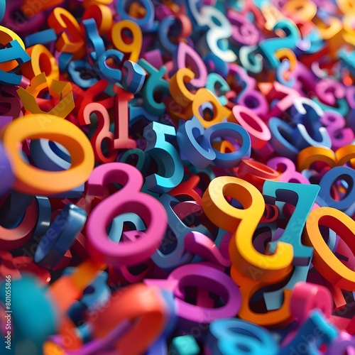 A close up of a pile of colorful plastic numbers generative ai 
