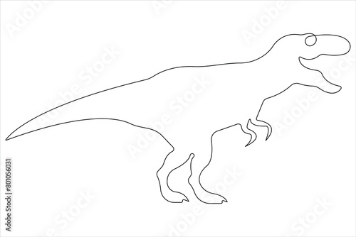 Continuous one line art drawing of dinosaur brachiosaurus outline vector illustration