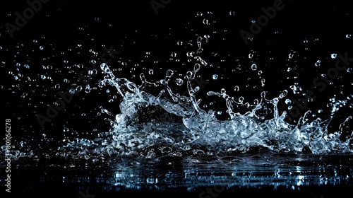 Water splash isolated on black background, Water is a transparent and nearly colorless chemical substance that is the main constituent of Earth's streams, lakes, and oceans photo
