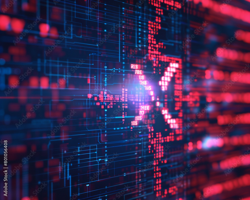 A binary code with a red background. A binary code with a red background.