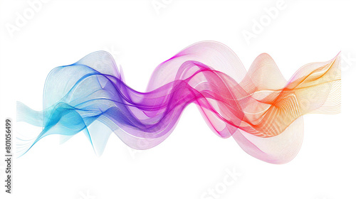 Create a symphony of color and light as you explore the wonders of technology with harmonious gradient lines in a single wave style isolated on solid white background