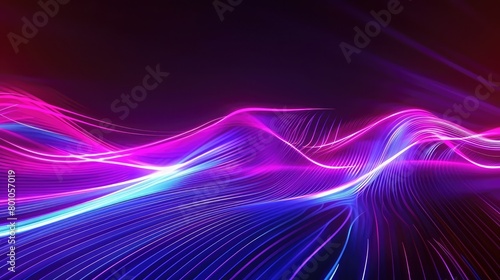 Abstract multicolor wavy line , neon glowing lines, magic energy space light concept, abstract background wallpaper design, Neon colourful lines on black background,waves and space for your text