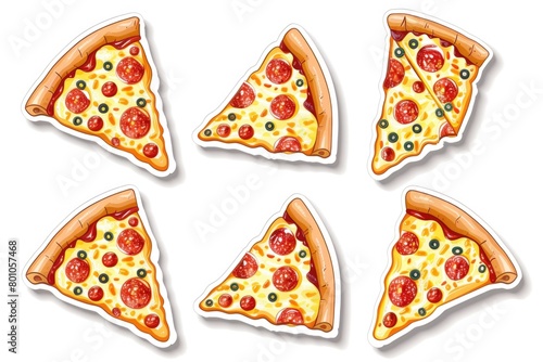 set of different pizzas