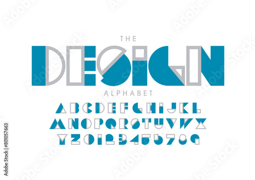 Vector of stylized modern font and alphabet
