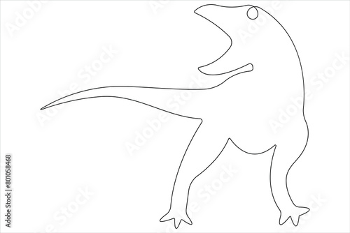 Continuous one line art drawing of dinosaur brachiosaurus outline vector illustration