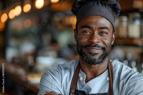Mixed Race Male Celebrity Chef and Restaurateur in Studio Portrait