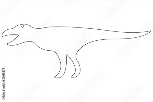 Continuous one line art drawing of dinosaur brachiosaurus outline vector illustration