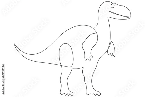Continuous one line art drawing of dinosaur brachiosaurus outline vector illustration