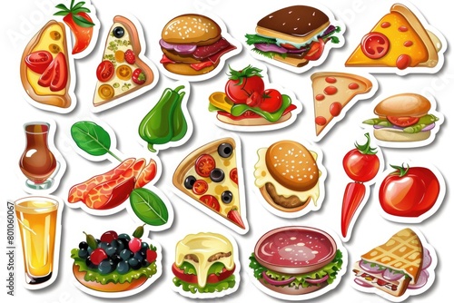 set of different fast food