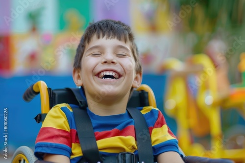 Joyful Education and Rehabilitation for Children with Special Needs: Smiling Boy in Wheelchair