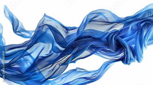 Cerulean blue waves dancing gracefully, reflecting a sense of movement and freedom, isolated on solid white background."