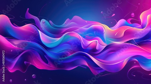 3D fluid wavy shape, Bright cloudy futuristic background, Vibrant gradient flow in abstract music sound waves, Dynamic liquid texture, Creative vector template for trendy banner design