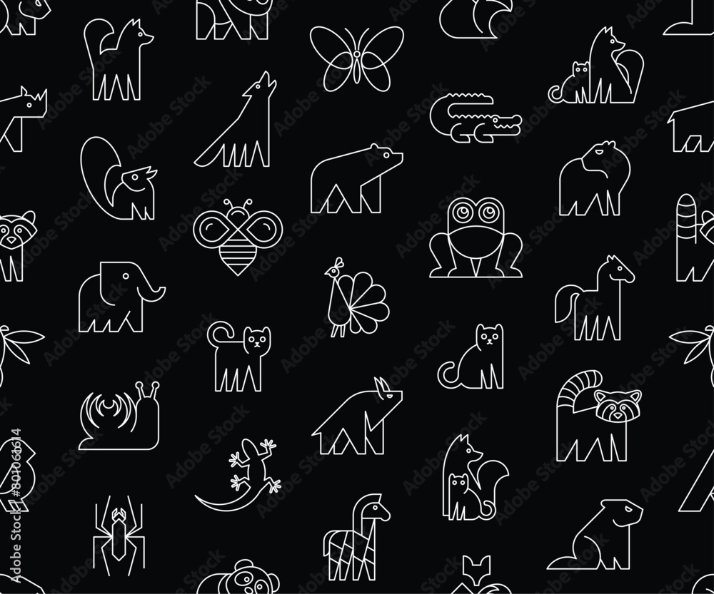 Seamless pattern with Animals logos. Animal logo set. Icon design
Seamless pattern with Animals logos. Animal logo set. Icon design
