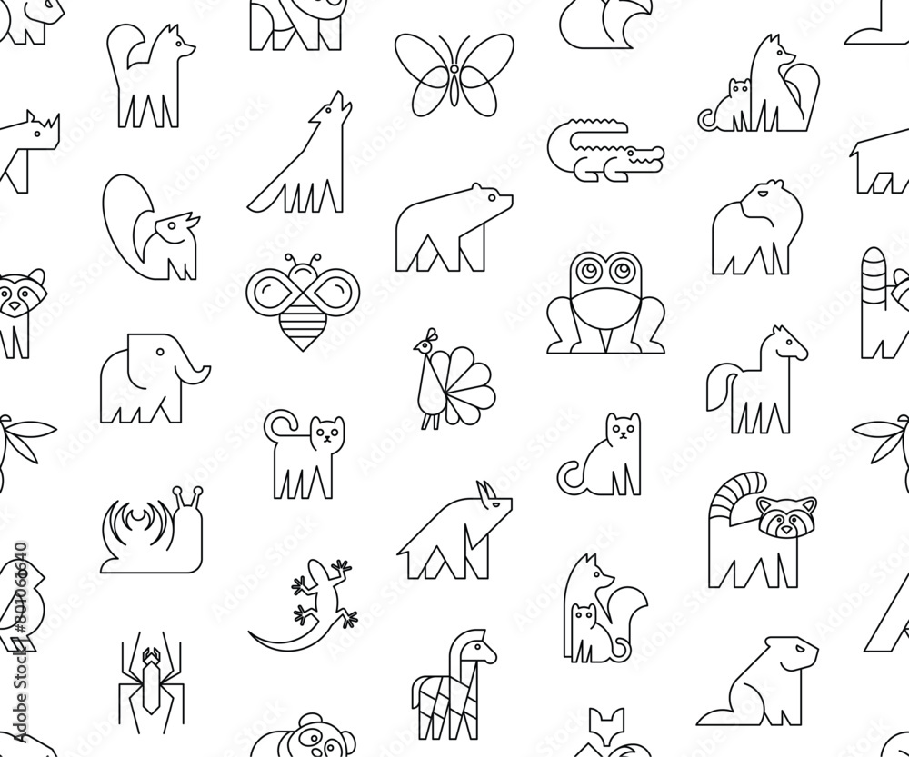 Seamless pattern with Animals logos. Animal logo set. Icon design
Seamless pattern with Animals logos. Animal logo set. Icon design