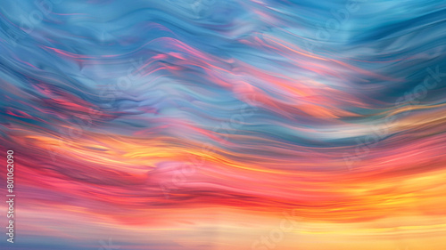 An abstract exploration of the sky's changing colors during a sunset, where the canvas becomes a fluid mix of light and color