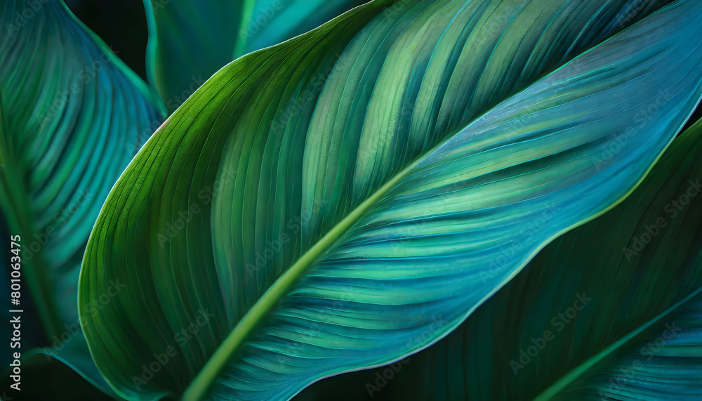 Close-Up of a Large Green Leaf. Generative AI Close-Up of a Large Green Leaf. Generative AI