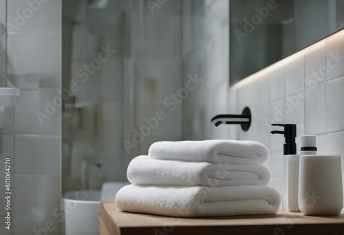 bathroom interior Home towels Modern blurred White design