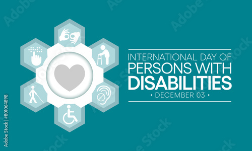 International Day of Persons with Disabilities (IDPD) is celebrated every year on 3 December. to raise awareness of the situation of disabled persons in all aspects of life. Vector illustration