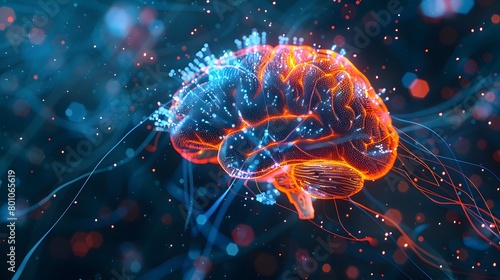 AI Brain Network: Illustration resembling the human brain or neural network,
