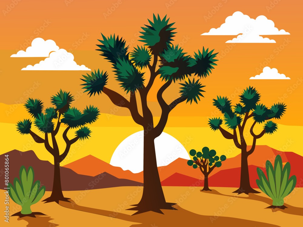 Joshua tree vector illustration isolated background.