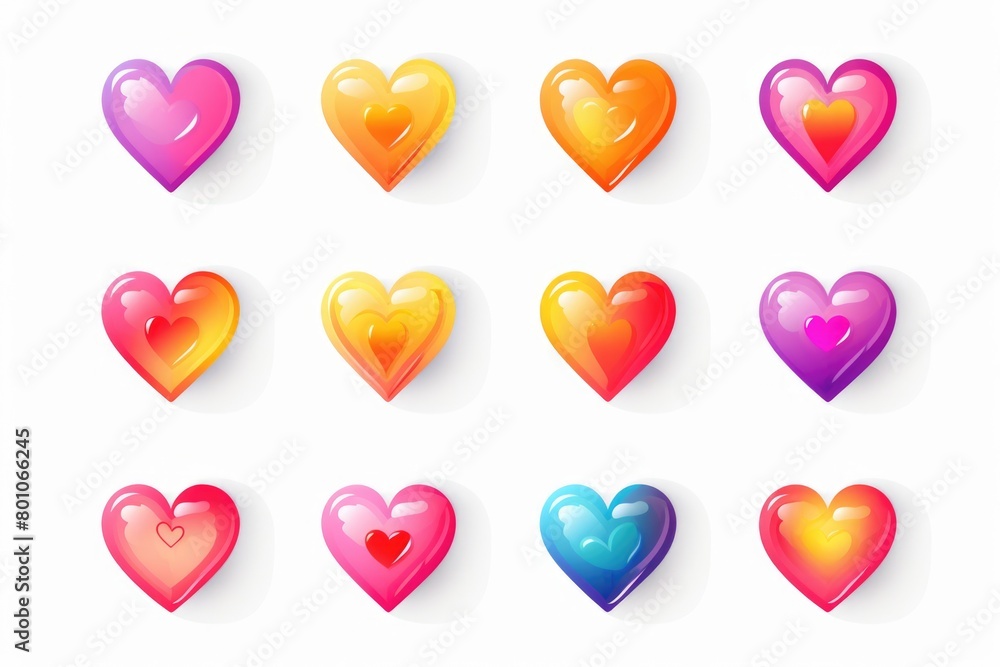 set of colored hearts