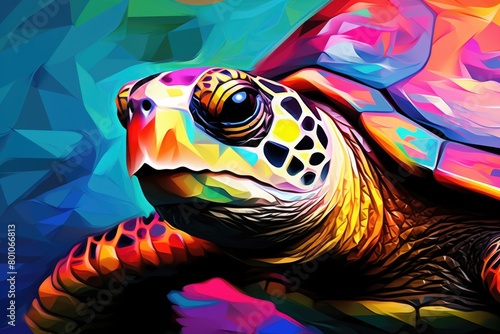 colorful turtle underwater in the sea illustration © krissikunterbunt