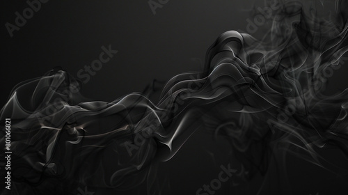 Luxurious black smoke gently unfurling across a deep ebony background, creating a sense of mysterious depth and sophisticated elegance. photo