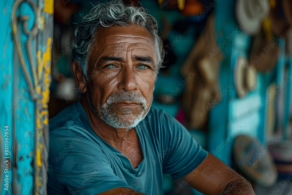 Elderly Man in Beach Portrait