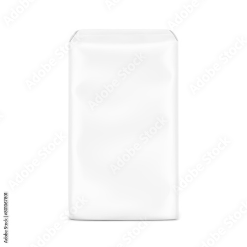 Packaging bag mockup. Vector illustration isolated on white background. Ready for your design. Suite for the presentation of pads, diaper, wet wipes, foods, household, etc. EPS10.