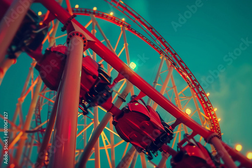 Cheerful people celebrate event on summer fair in amusement park made with generative AI