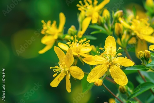 Yellow Blossoms of Hypericum Perforatum, St. John's Wort - A Wild Medicinal Plant in Nature