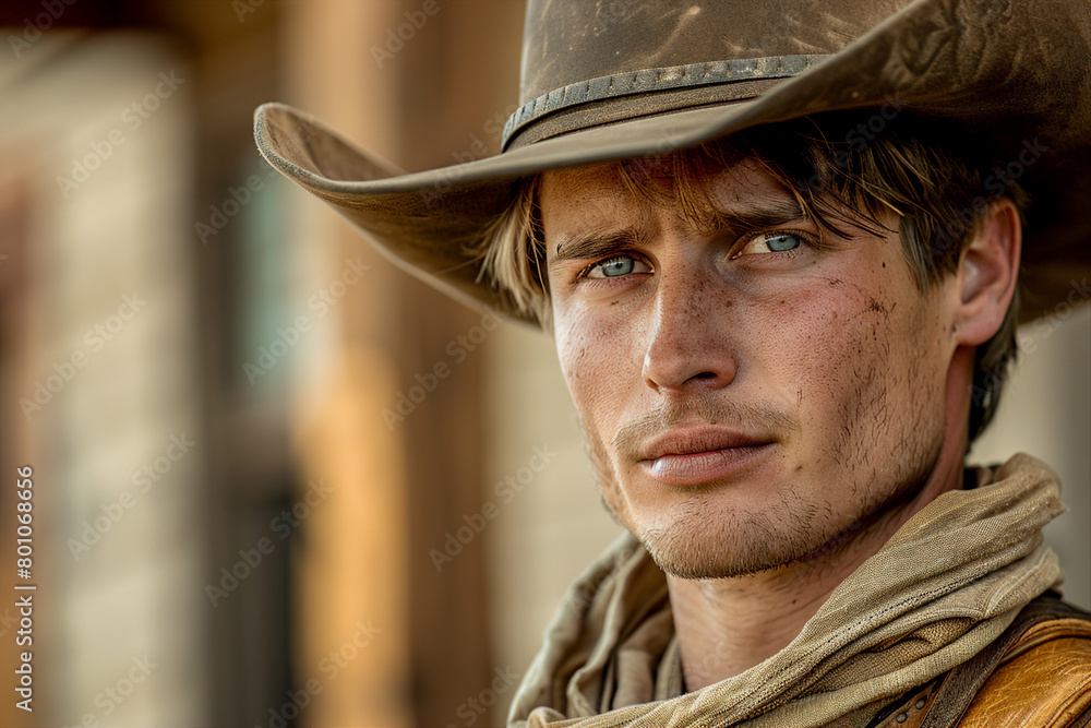 Generative AI picture Portrait of wild west retro movie western city town with cowboys and cowgirls and horses Generative AI picture Portrait of wild west retro movie western city town with cowboys and cowgirls and horses